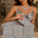 شنطة يد نسائية كريستال فاخرة بتصميم فيونكة للسهرات والمناسبات