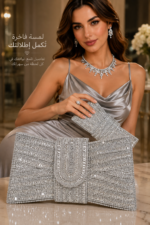 شنطة يد نسائية كريستال فاخرة بتصميم فيونكة للسهرات والمناسبات