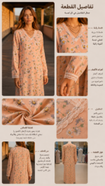 ⁦جلابية قطنية مصرية 100% بنقشة زهور ودانتيل |حلاوة قطن سلام x2⁩ - الصورة ⁦5⁩